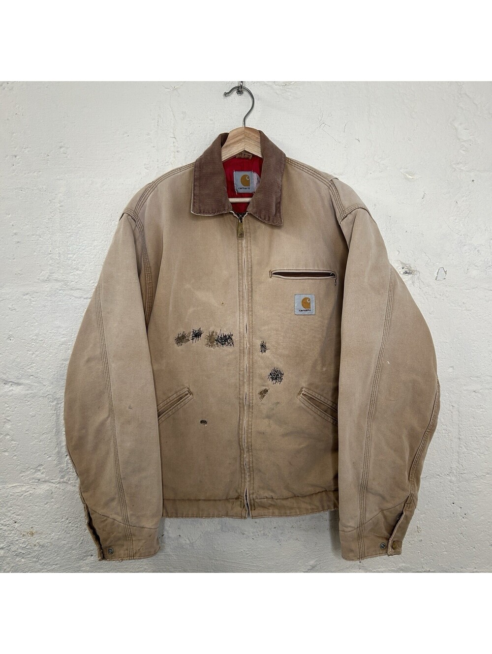 Vintage Faded Carhartt Quilted Detroit Jacket “Tan Red” 6QLJ